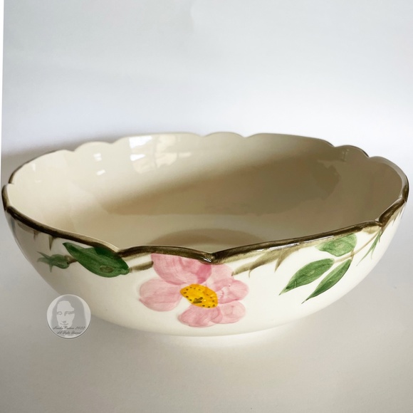 Large Salad Bowl Franciscan Pottery California Mid Century Desert Rose Pattern - Picture 7 of 11
